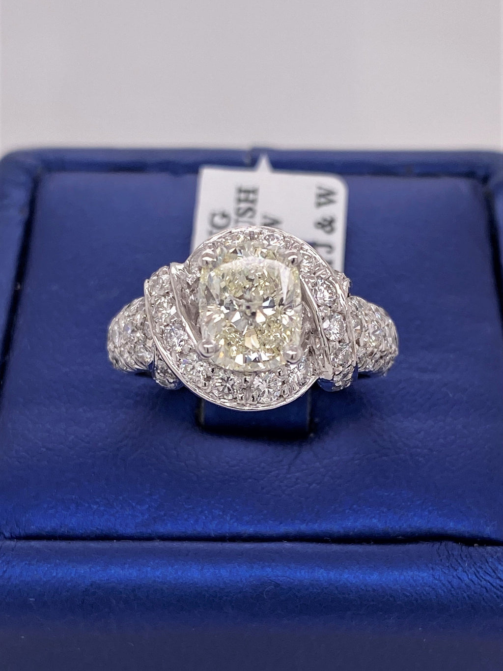 Platinum 3.00 CT Cushion Diamond Fancy Engagement Ring