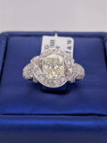 Platinum 3.00 CT Cushion Diamond Fancy Engagement Ring
