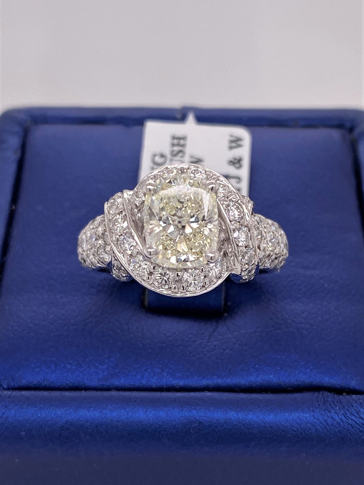 Platinum 3.00 CT Cushion Diamond Fancy Engagement Ring
