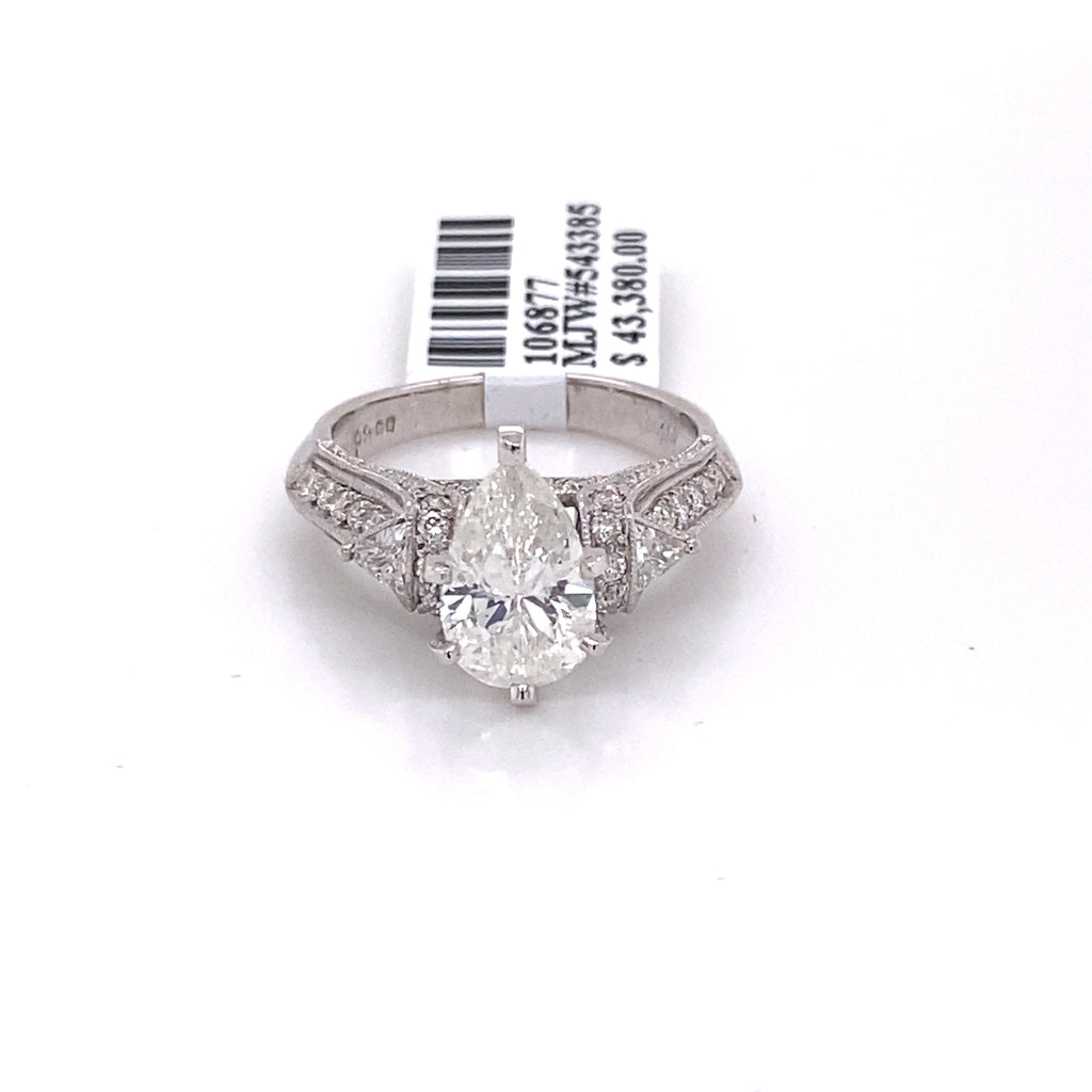 Platinum 2.65 CT Pear Diamond Engagement Ring
