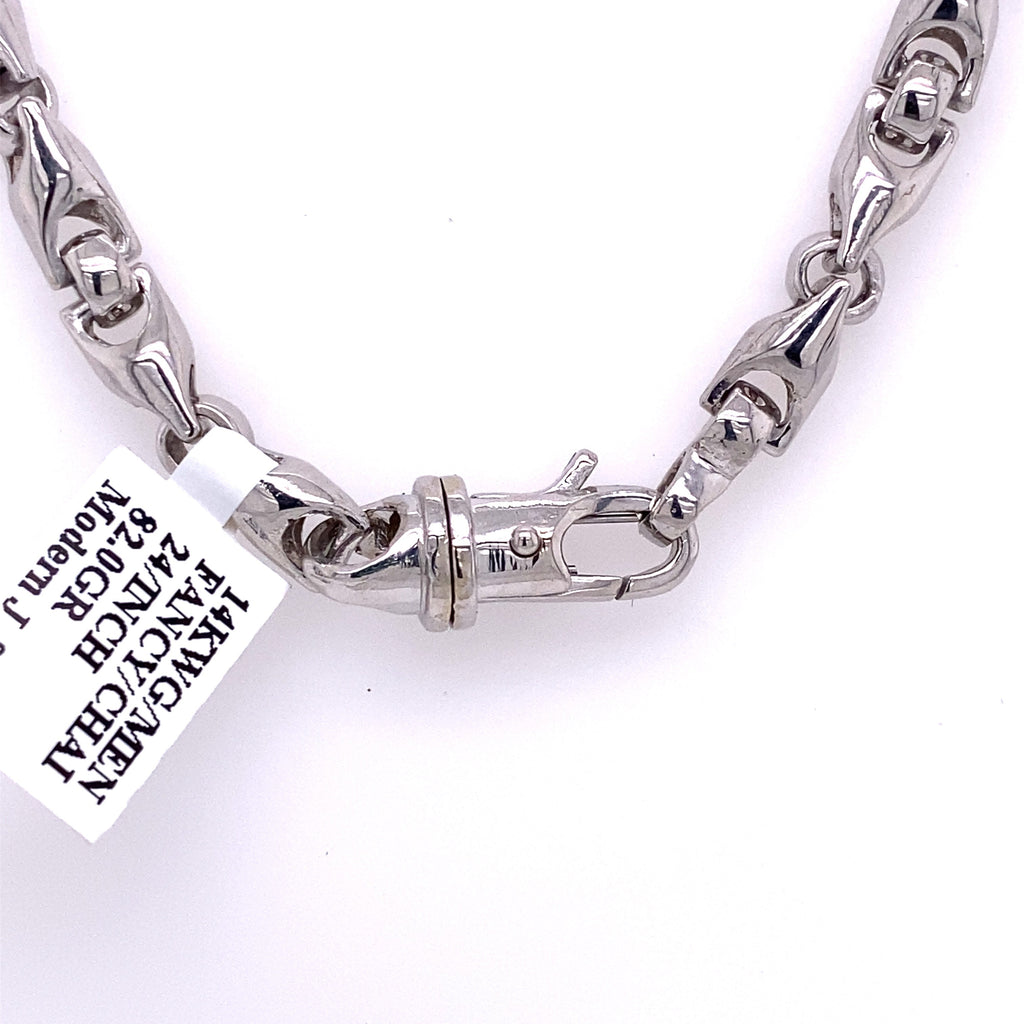 14k White Gold Fancy Men's Chain Necklace, S106882