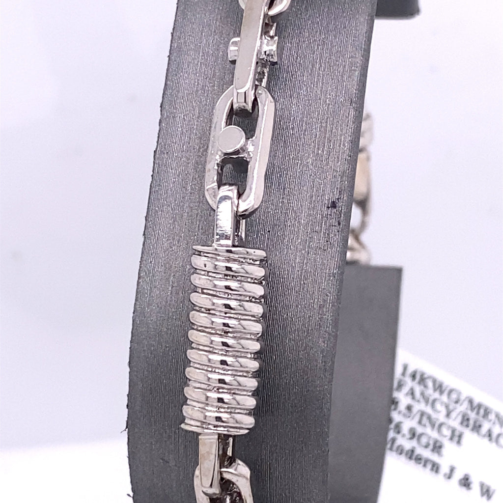 14k White Gold Fancy Men's Chain Bracelet, S106963