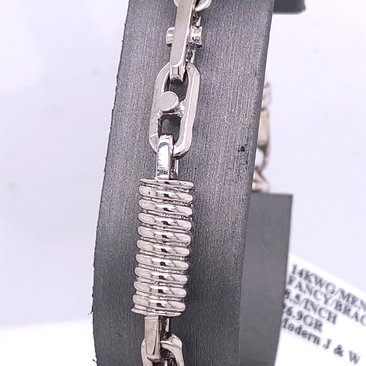 14k White Gold Fancy Men's Chain Bracelet, S106963