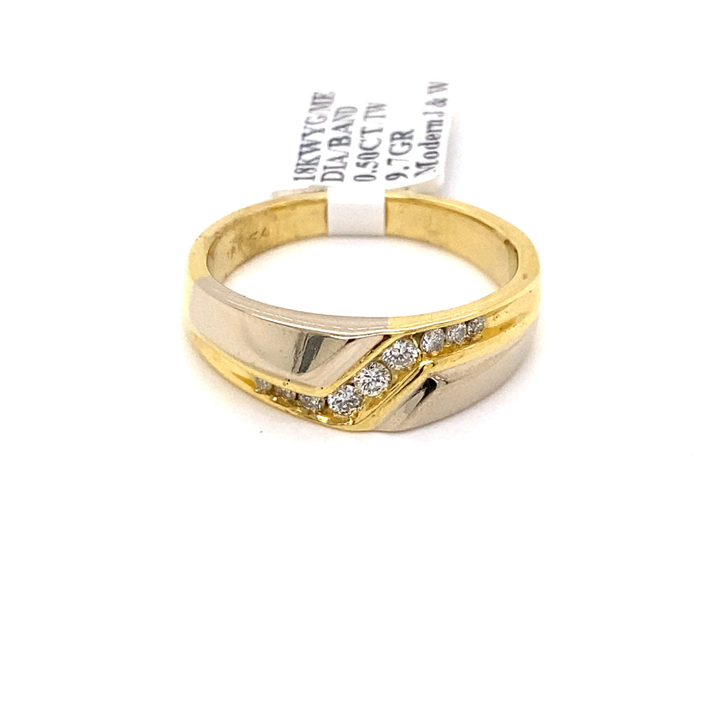 Fancy 18k Two-Tone Gold 0.50 CT Diamond Men's Ring