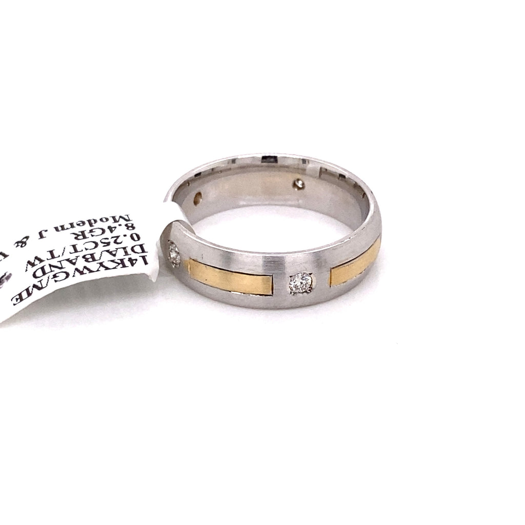 14k Two Tone 0.25 CT Diamond Men's Wedding Band Gold