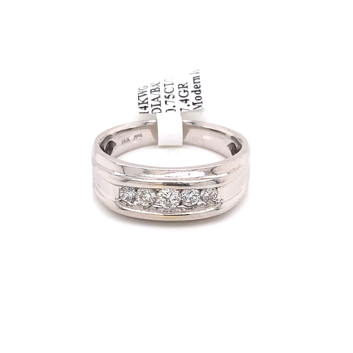 14k White Gold 0.75 CT Diamond Men's Band