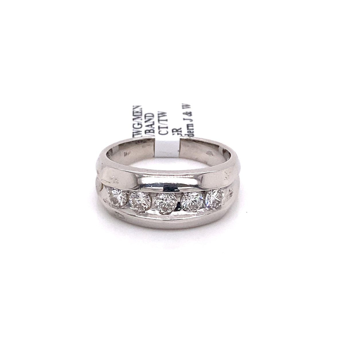 14k White Gold 1.00 CT Diamond Men's Wedding Band
