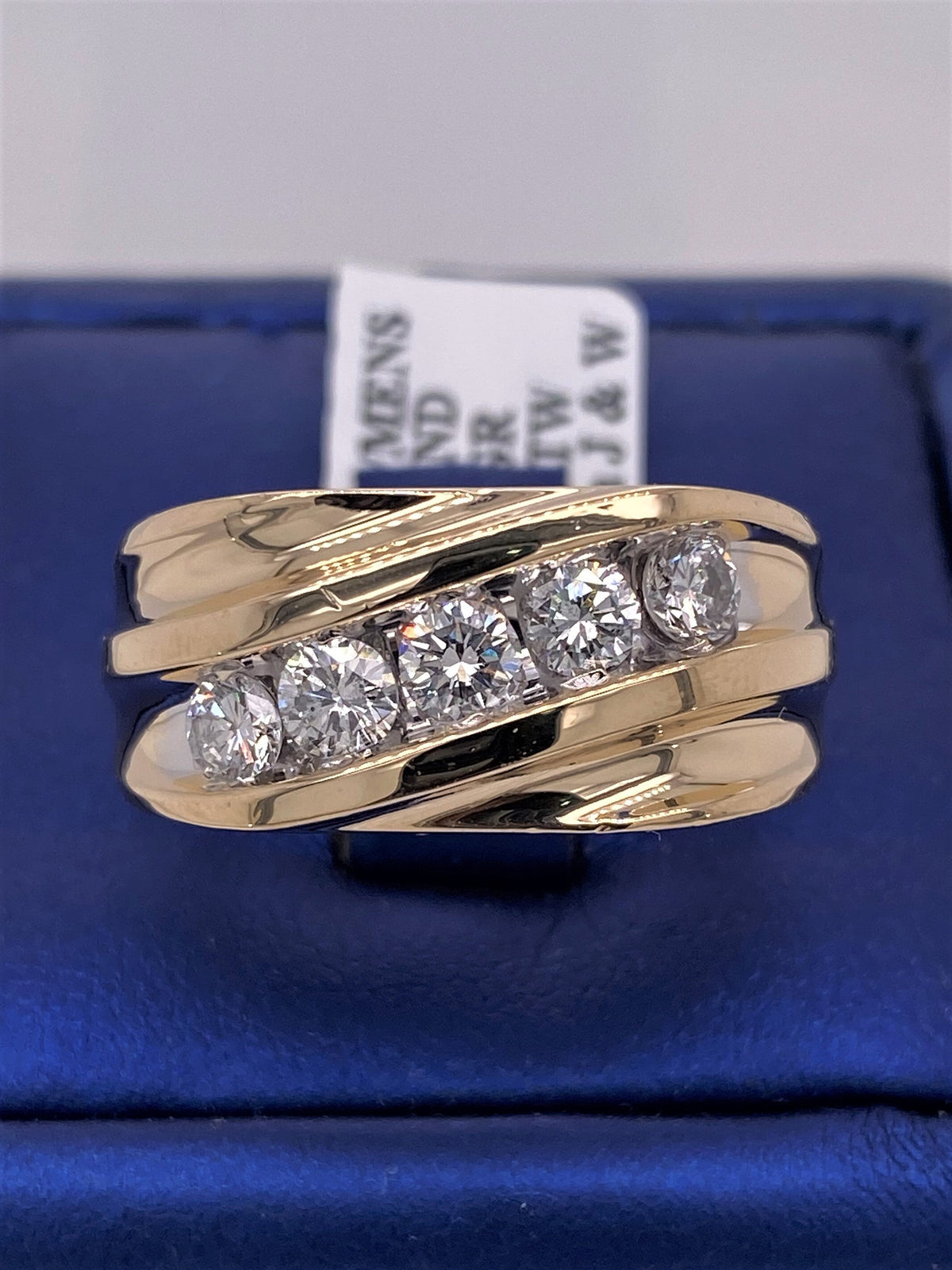 14k Yellow Gold 1.50 CT Diamond Men's Wedding Band