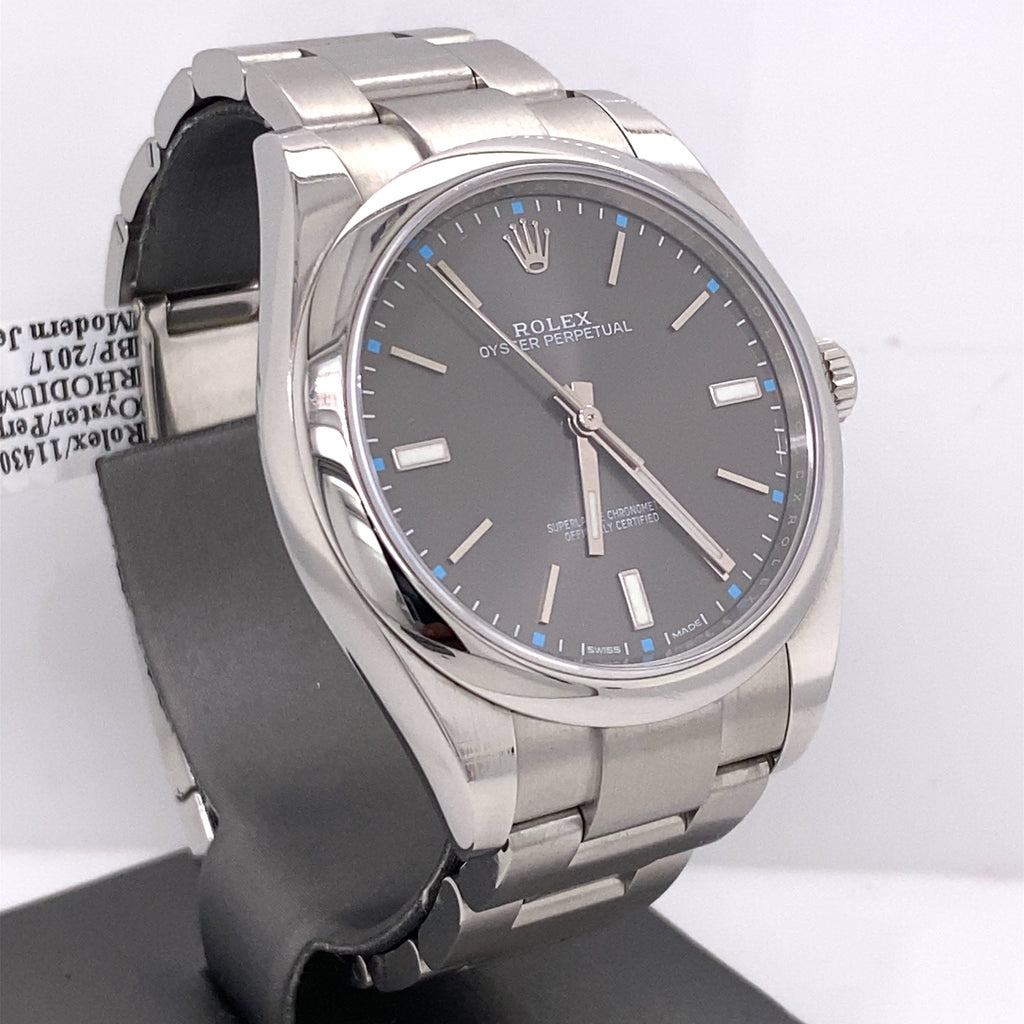 Pre-Owned Rolex Oyster Perpetual Rhodium Dial Steel 39mm Watch 114300 Philadelphia