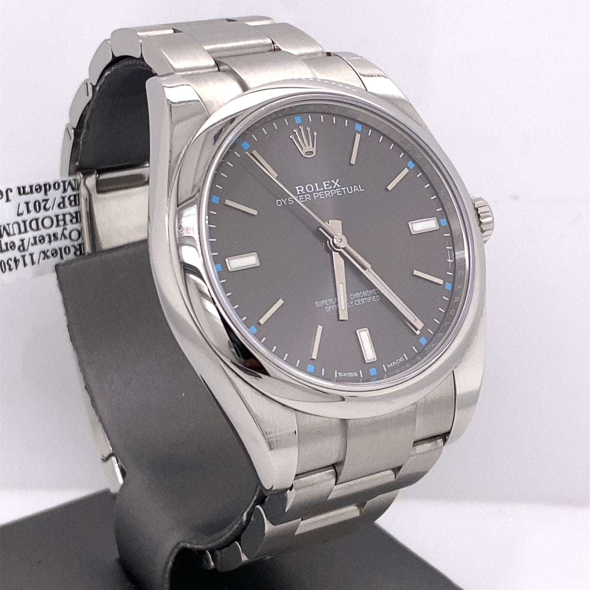 Pre-Owned Rolex Oyster Perpetual Rhodium Dial Steel 39mm Watch 114300 Philadelphia