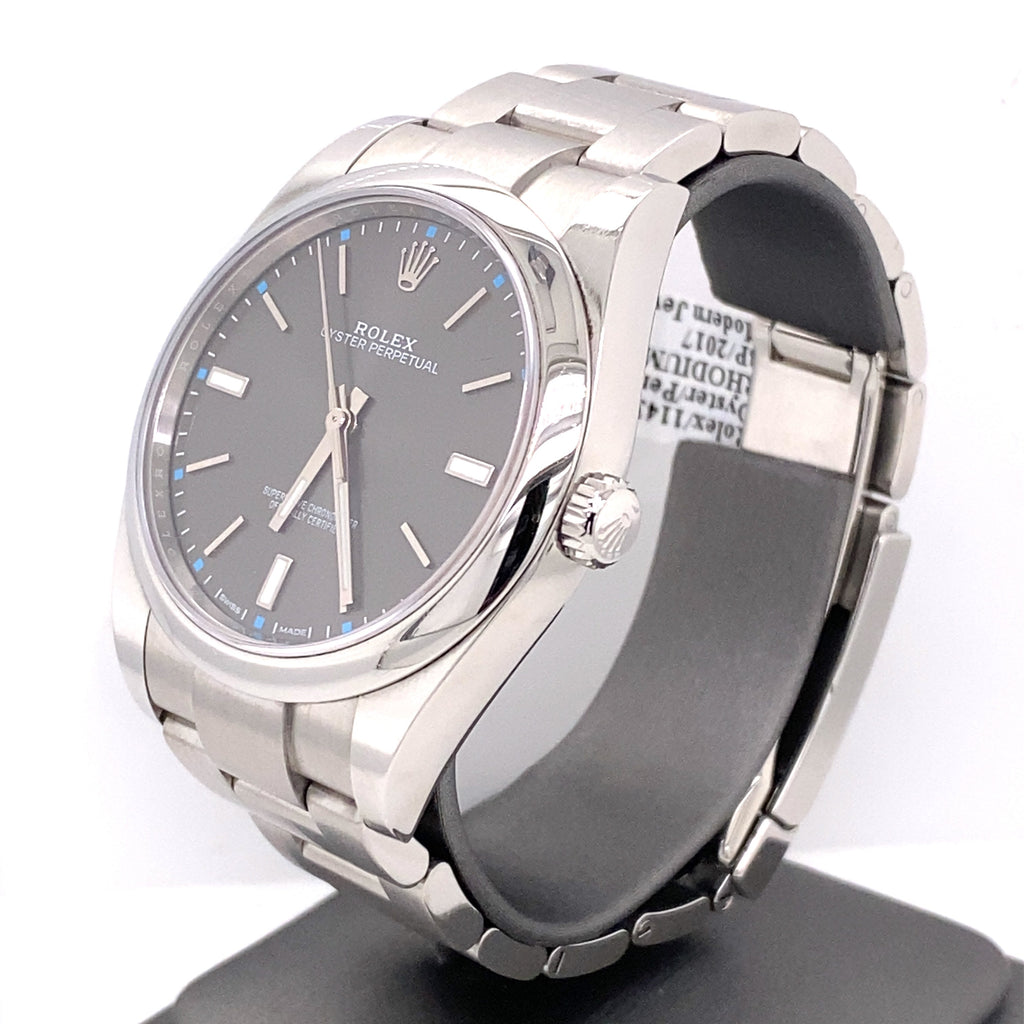 Pre-Owned Rolex Oyster Perpetual Rhodium Dial Steel 39mm Watch 114300 Philadelphia