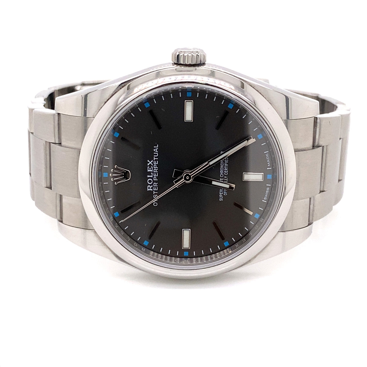 Pre-Owned Rolex Oyster Perpetual Rhodium Dial Steel 39mm Watch 114300 Philadelphia