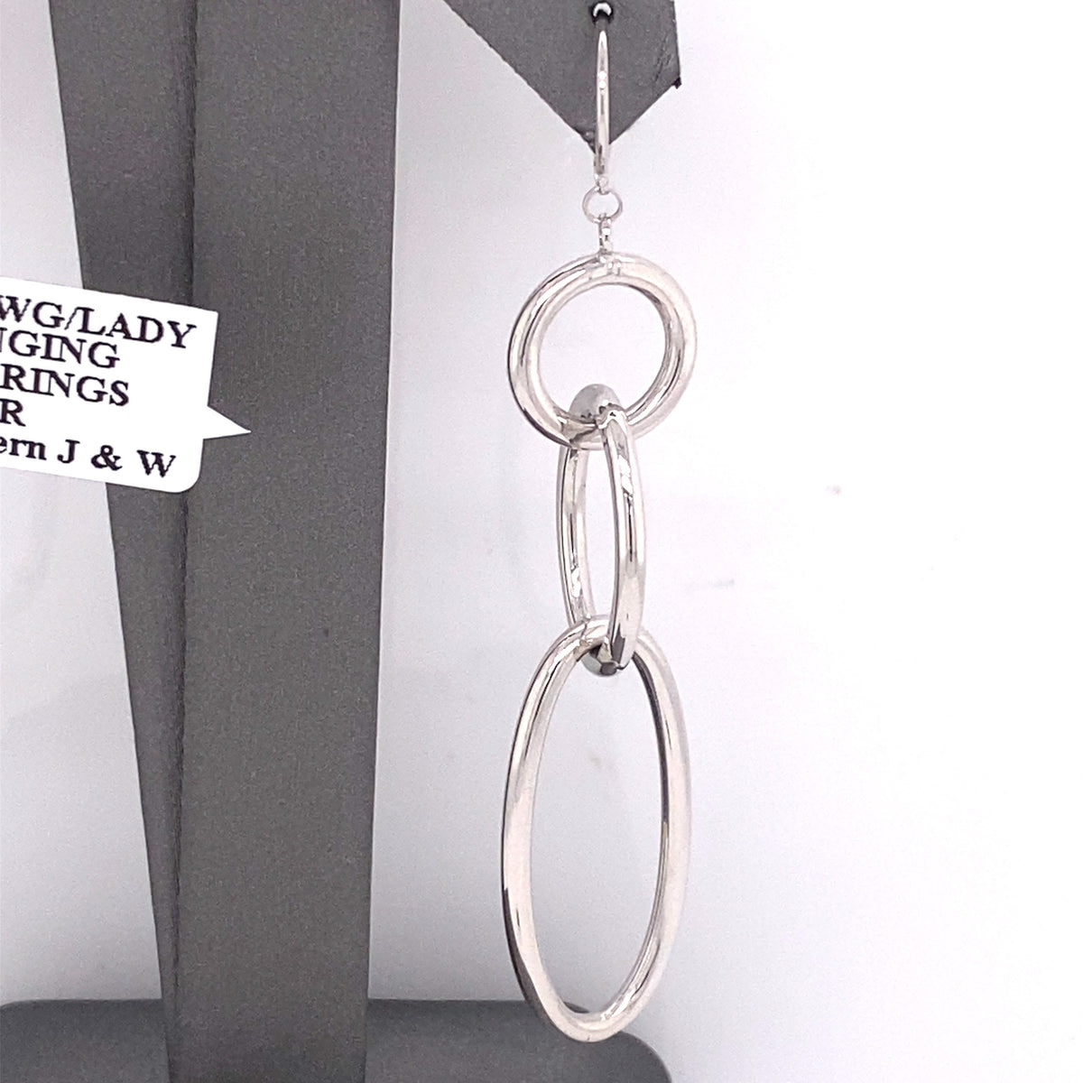 14k White Gold Ladies Dangling Earrings, 2.5g,