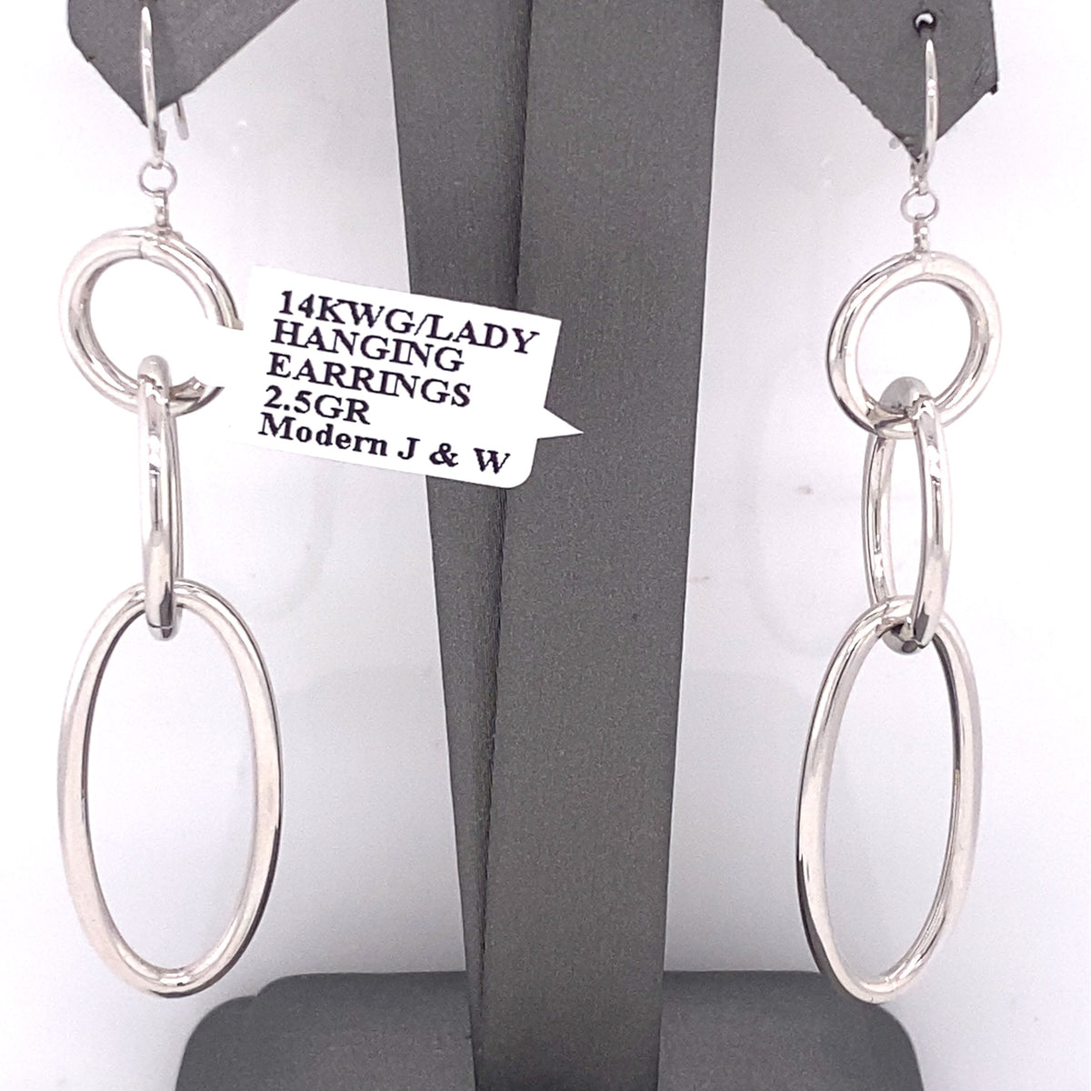 14k White Gold Ladies Dangling Earrings, 2.5g,