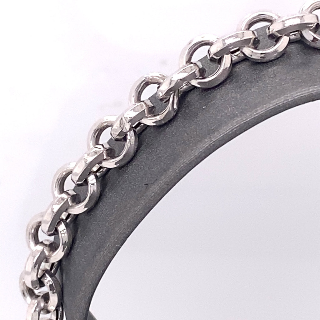 14k White Gold Ladies Chain Bracelet, S107010