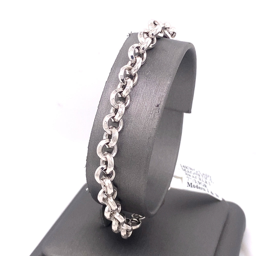 14k White Gold Ladies Chain Bracelet, S107010