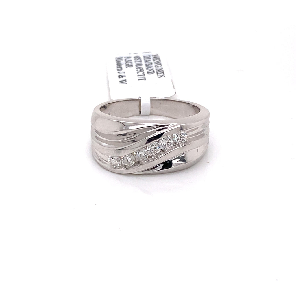 14k White Gold 0.65 CT Diamond Men's Wedding Band