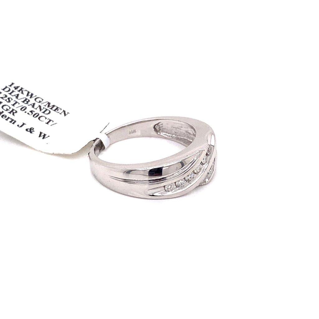 14k White Gold 0.50 CT Diamond Men's Wedding Band