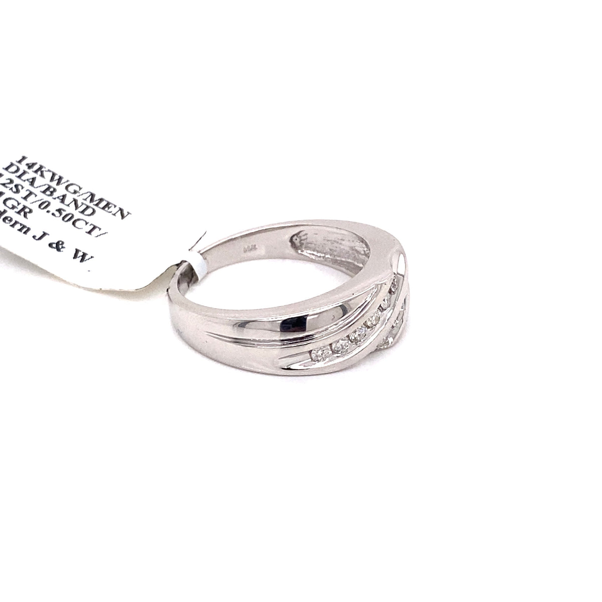 14k White Gold 0.50 CT Diamond Men's Wedding Band
