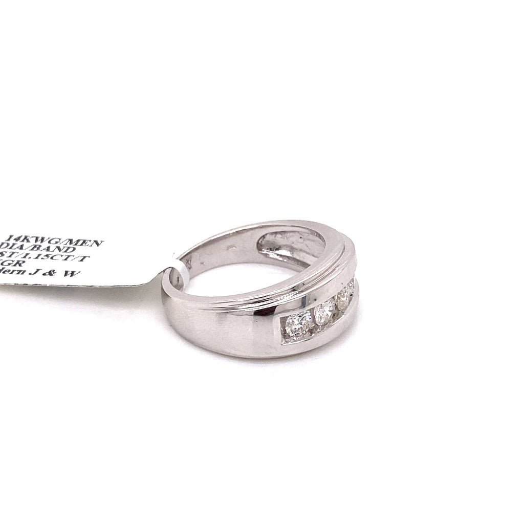 14k White Gold 1.15 CT Diamond Men's Wedding Band