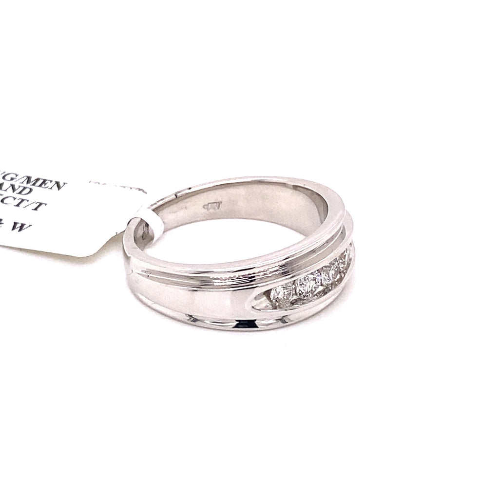 14k White Gold 0.75 CT Diamond Men's Wedding Band