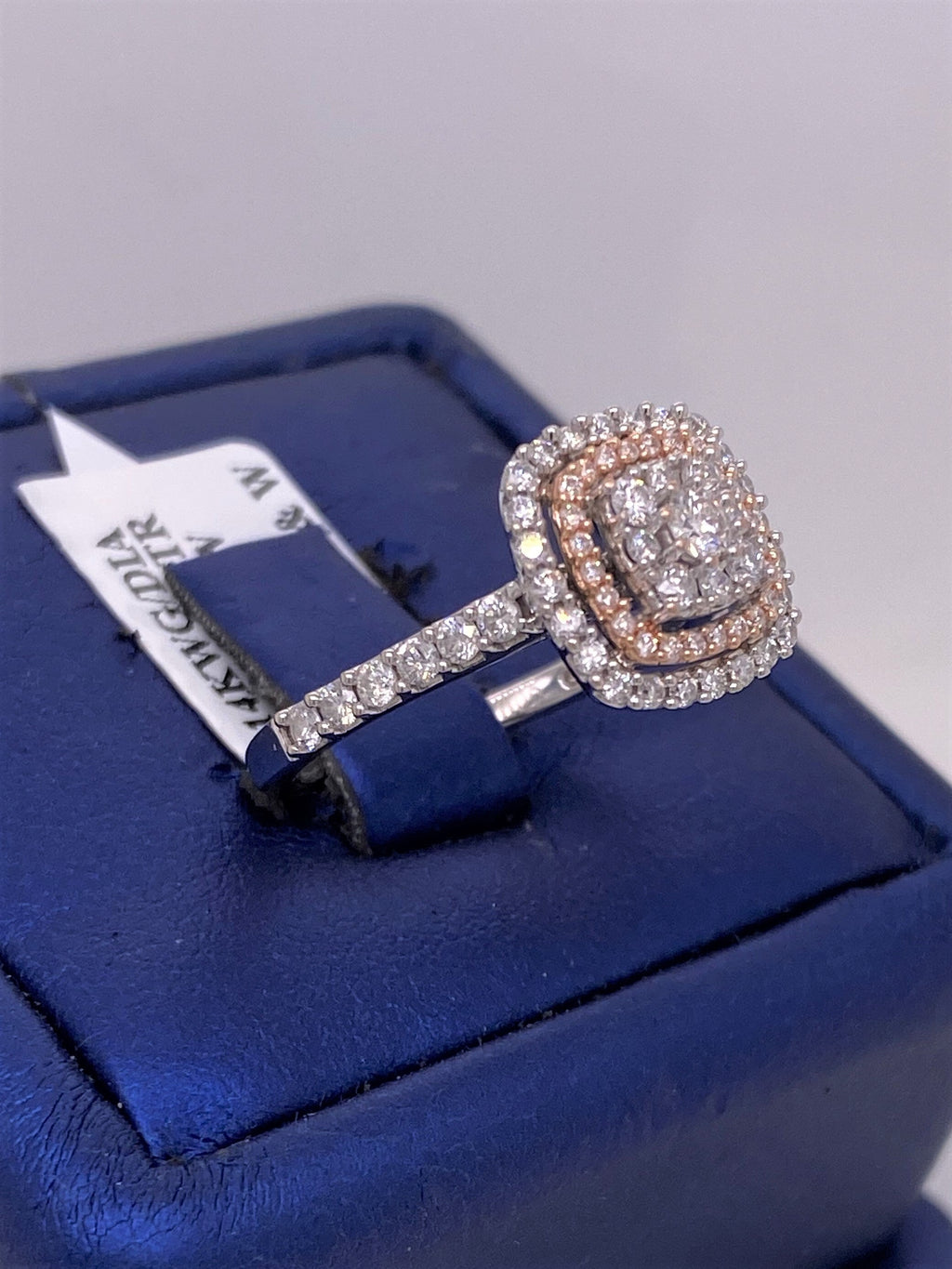 14k White Gold 1.00 CT Diamond Cluster Engagement Ring