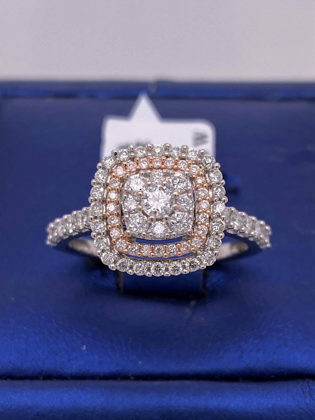 14k White Gold 1.00 CT Diamond Cluster Engagement Ring