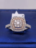 14k White Gold 1.00 CT Diamond Cluster Engagement Ring