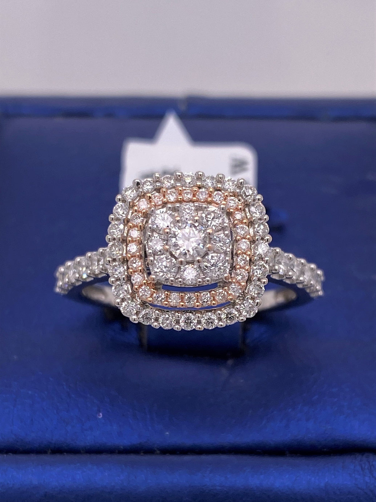 14k White Gold 1.00 CT Diamond Cluster Engagement Ring