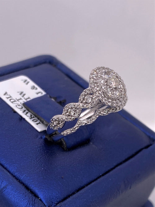 10k White Gold 1.00 Ct Diamond Engagement Ring Set