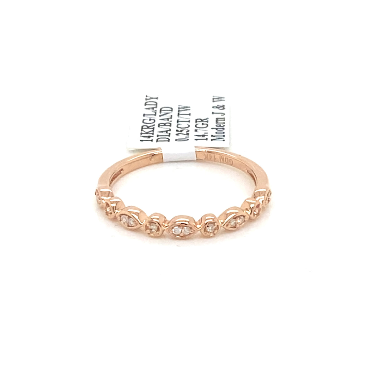 14k Rose Gold 0.25 CT Diamond Ladies Band