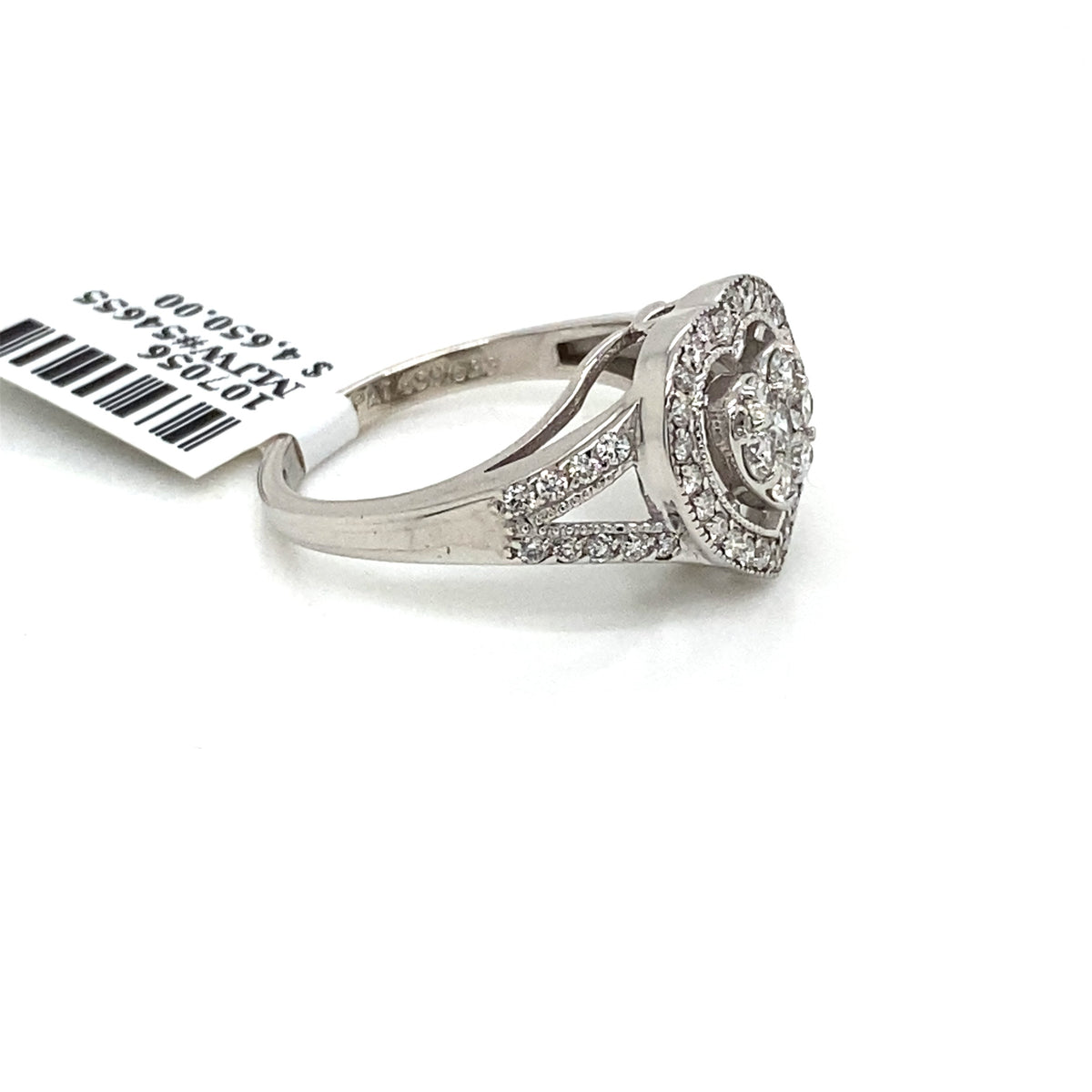 14k White Gold 1.00 CT Diamond Heart Design Ladies Ring