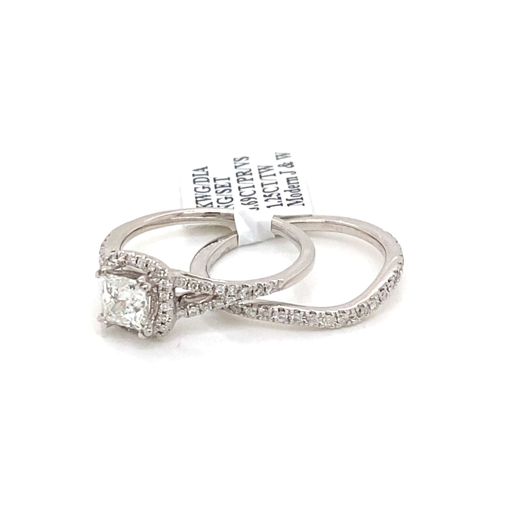 14k White Gold 1.25 CT Diamond Engagement Ring Set
