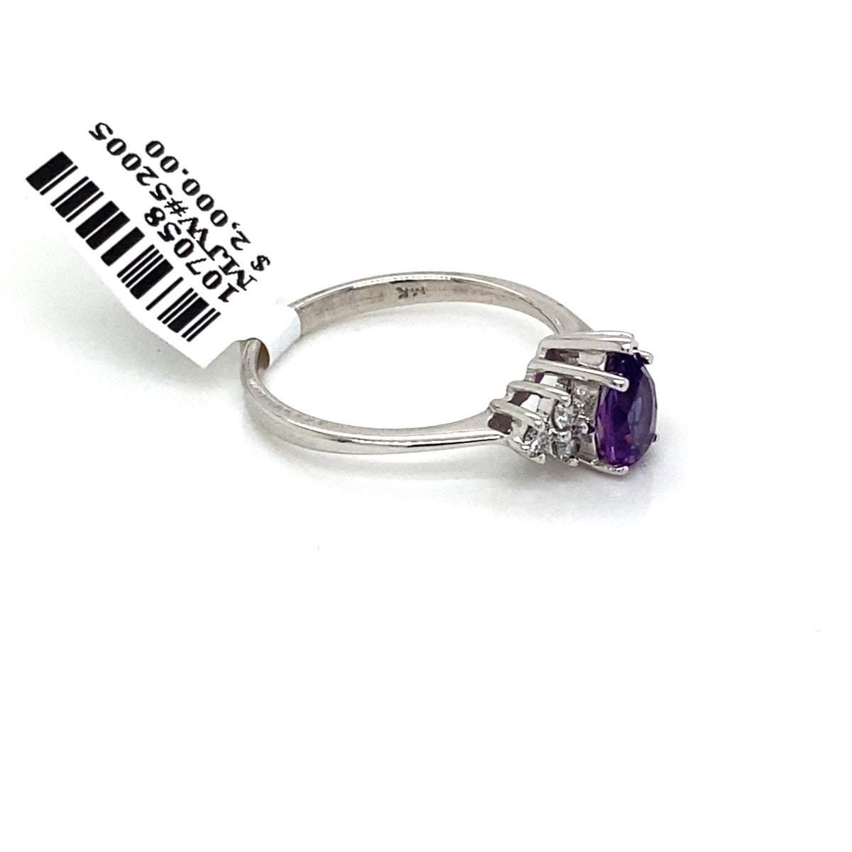 14k White Gold 1.00 CT Diamond & Amethyst Ladies Ring