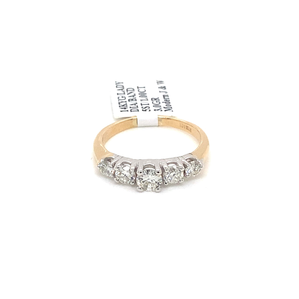 14k Yellow Gold 1.00 CT Diamond Ladies Band