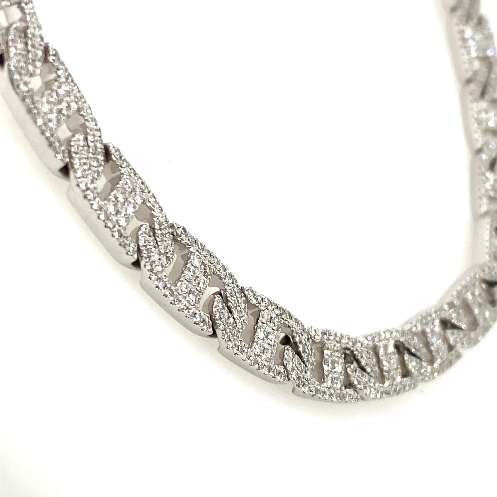 18k White Gold, 14.00 CT Diamond Link Chocker Necklace, S15566