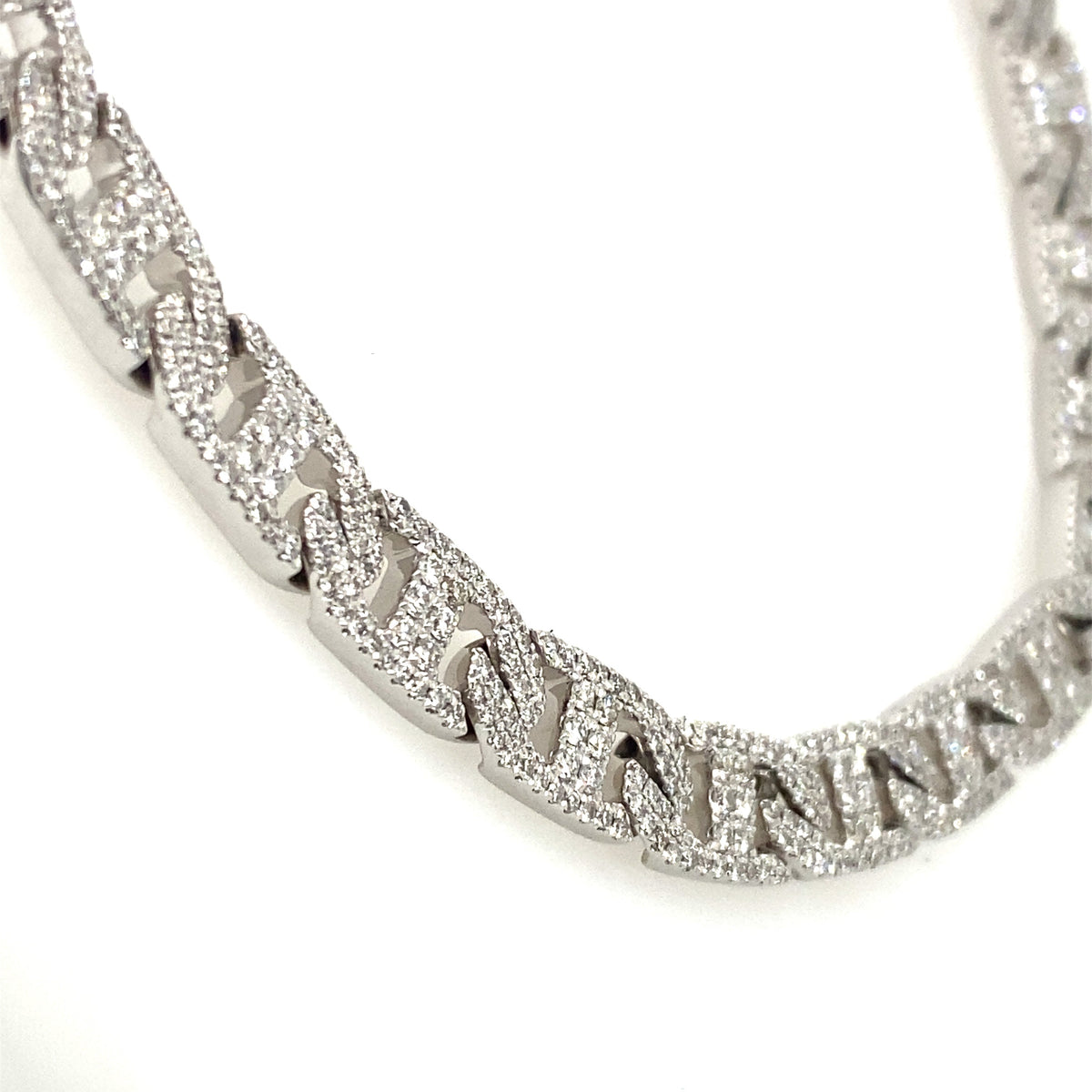 18k White Gold, 14.00 CT Diamond Link Chocker Necklace, S15566