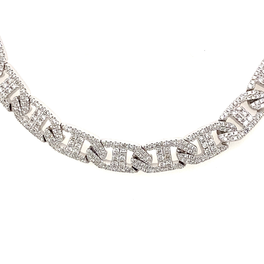 18k White Gold, 14.00 CT Diamond Link Chocker Necklace, S15566