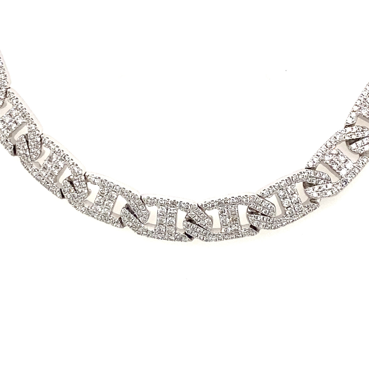 18k White Gold, 14.00 CT Diamond Link Chocker Necklace, S15566