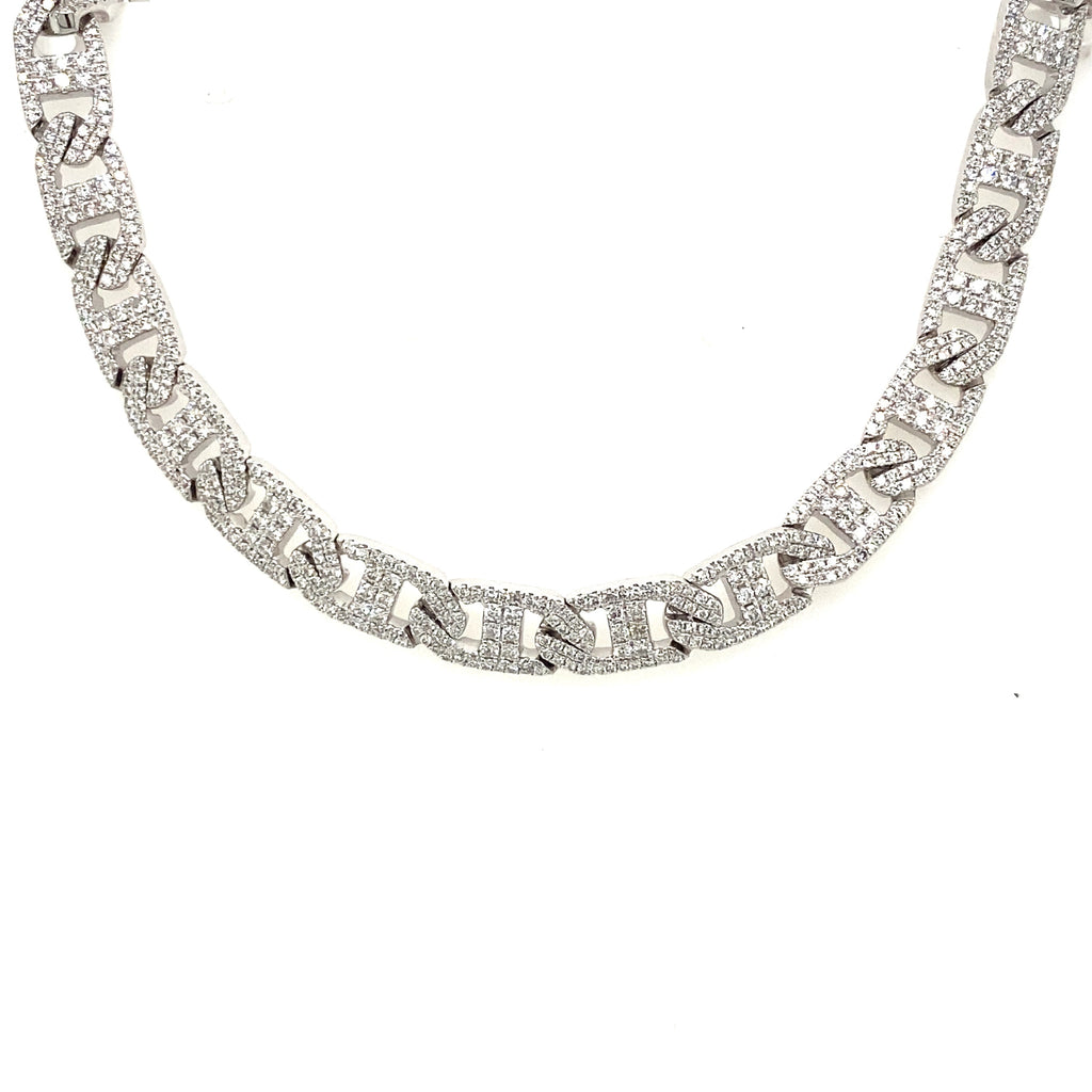 18k White Gold, 14.00 CT Diamond Link Chocker Necklace, S15566