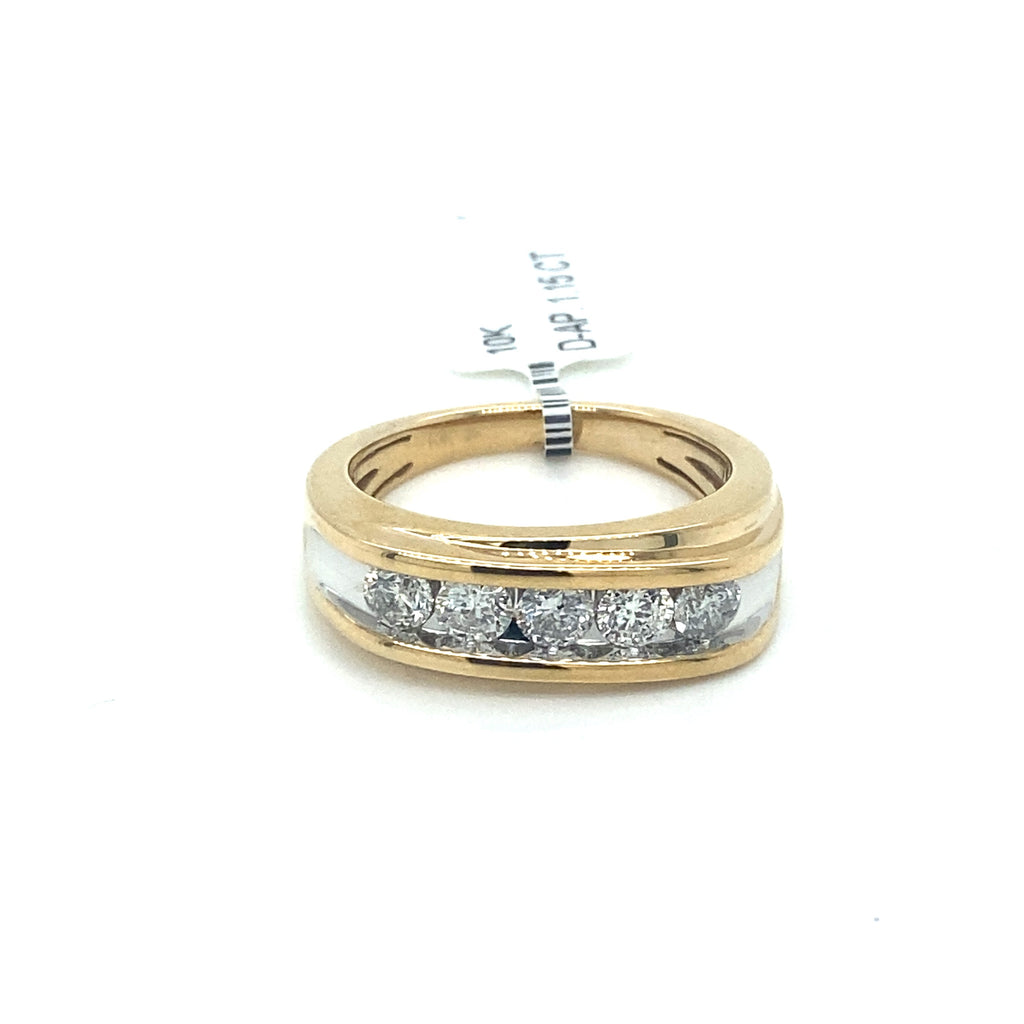 10k Two Tone Gold 1.15 CT Diamond Men's Wedding Band