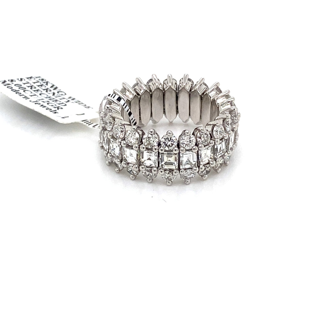 18k White Gold 8.00 CT Diamond Ladies Stretch Band