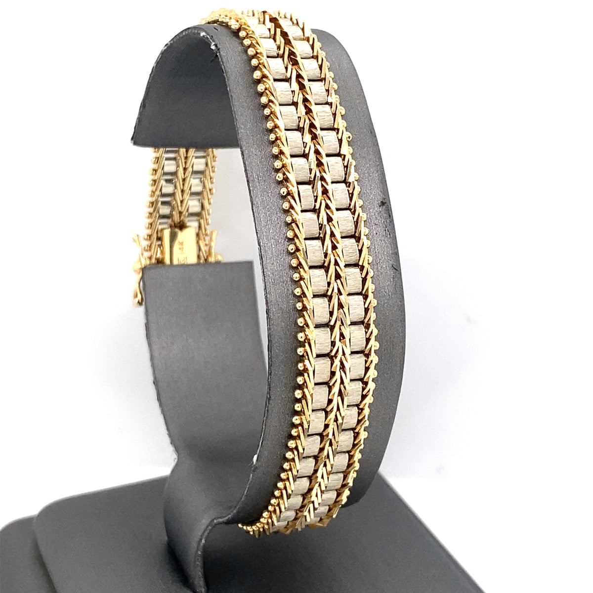 14k Two Tone Solid Gold Ladies Fancy Bracelet, S107094