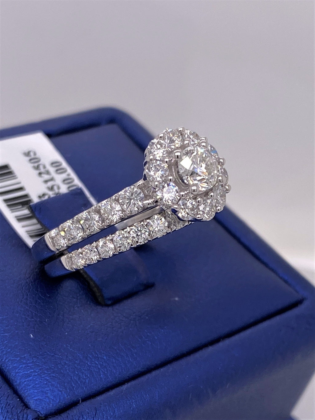 Marchesa 18k White Gold 2.00 CT Diamond Halo Engagement Ring Set