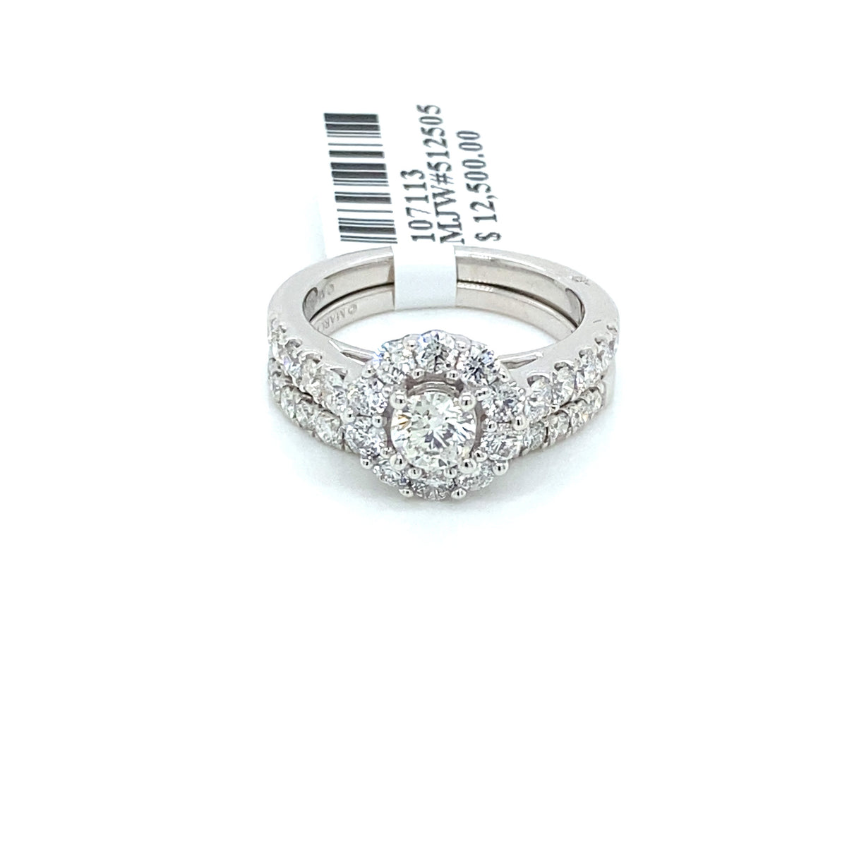 Marchesa 18k White Gold 2.00 CT Diamond Halo Engagement Ring Set
