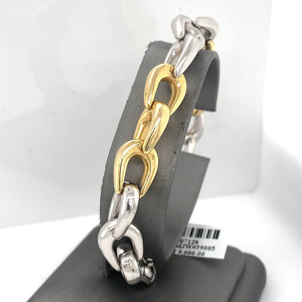 14K Two Tone Gold Fancy Link Bracelet, S107128