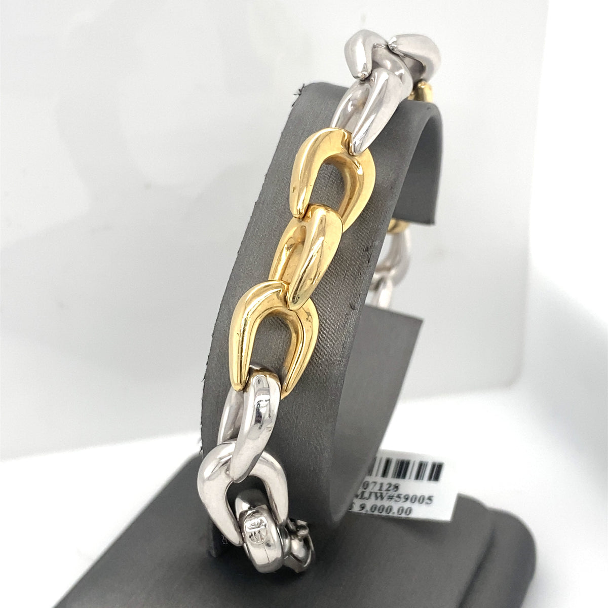 14K Two Tone Gold Fancy Link Bracelet, S107128