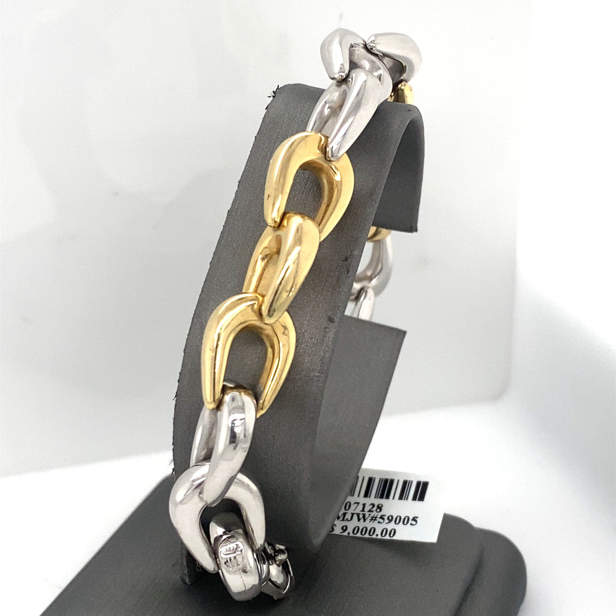 14K Two Tone Gold Fancy Link Bracelet, S107128