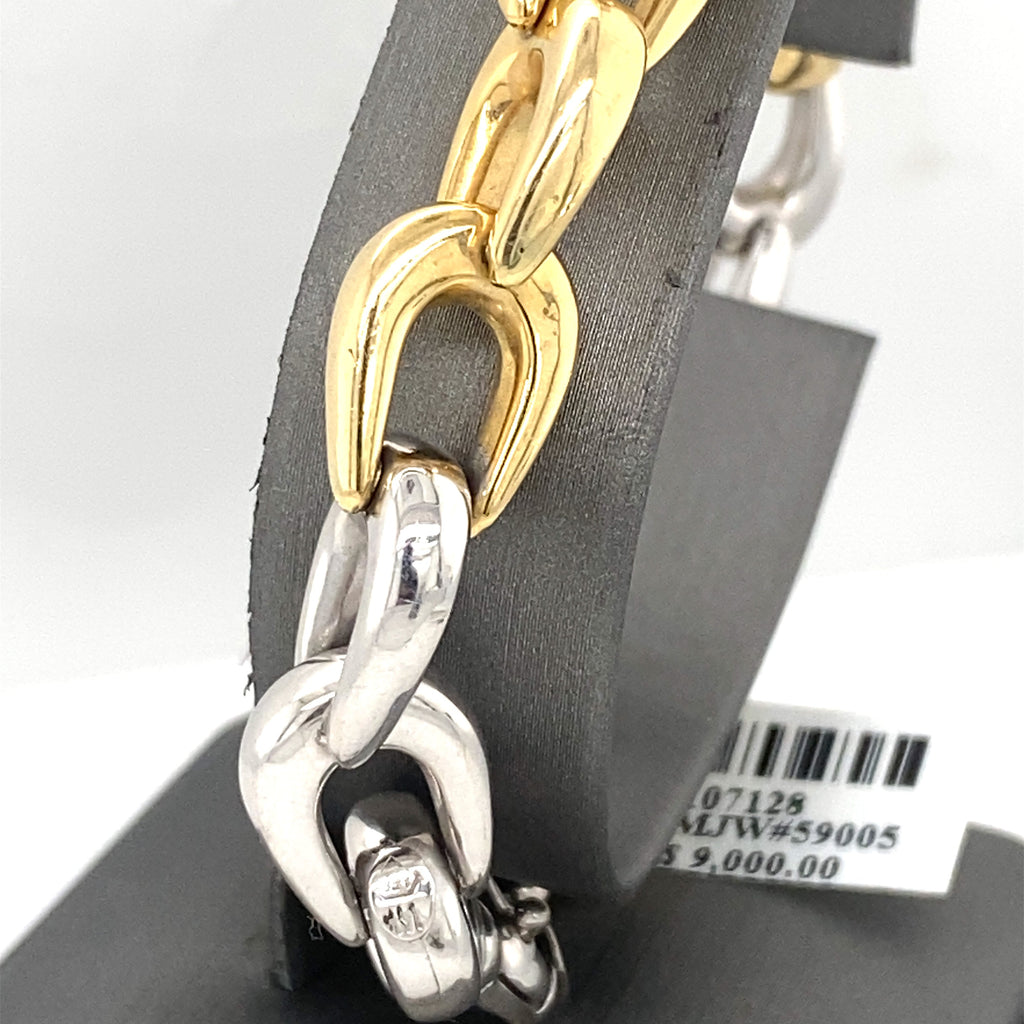 14K Two Tone Gold Fancy Link Bracelet, S107128