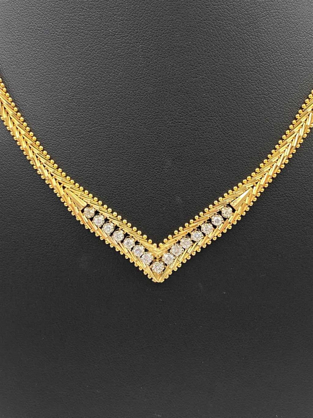 14k Yellow Gold 0.75 CT Diamond Fox Tail Necklace